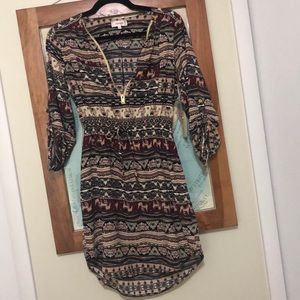 Elephant print dress with elastic waist